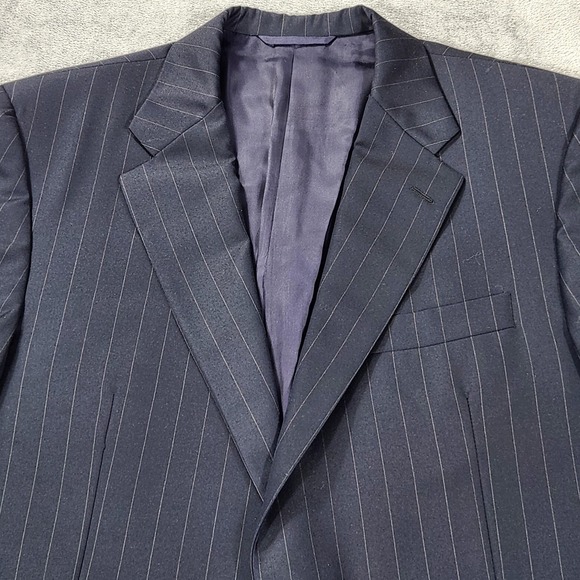 Hickey Freeman Blazer Mens 43 Long Loro‎ Piana Navy Blue Pinstripe Wool - Picture 3 of 16